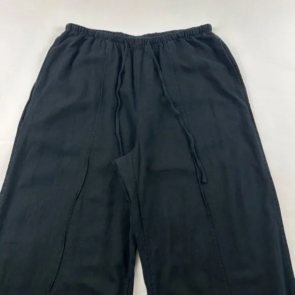 A New Day Black Linen Blend Wide Leg Lounge Pant M - Picture 2 of 7